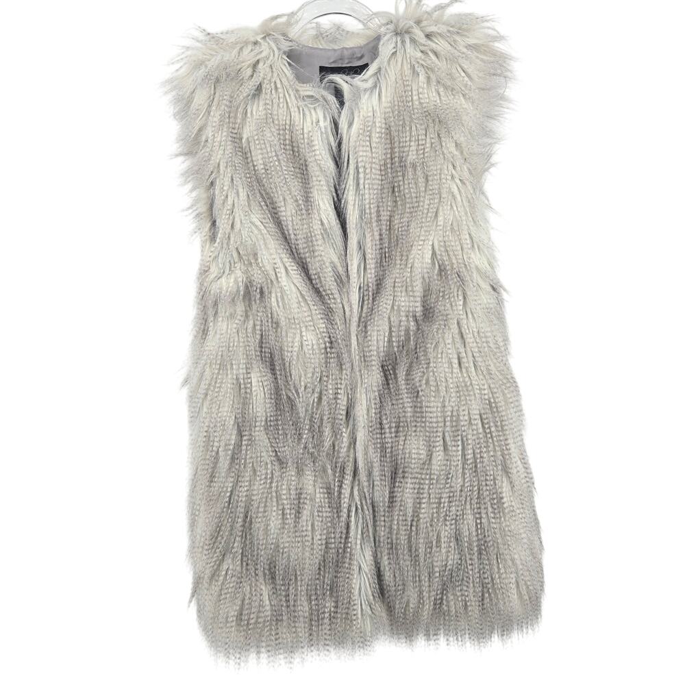 Brandon Thomas Grey Faux Fur Vest Size SM Glam Lux Winter Indie Chic Y2K